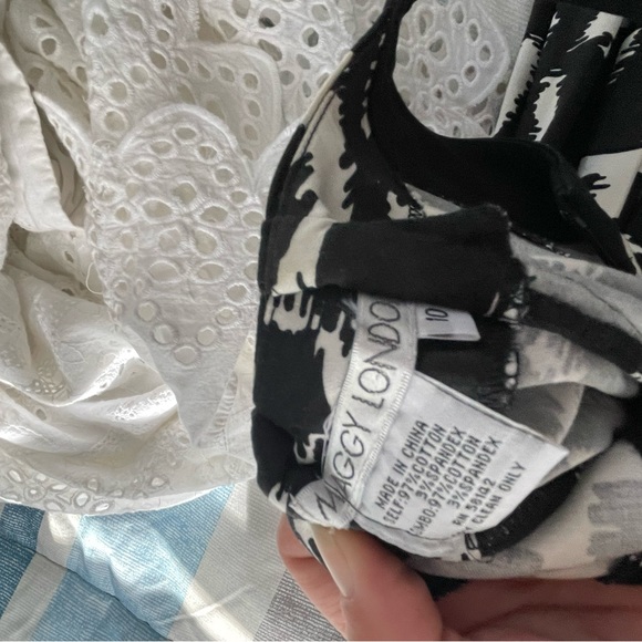 MAGGY LONDON black and white summer spring dress with side zipper and POCKETS - Picture 4 of 4